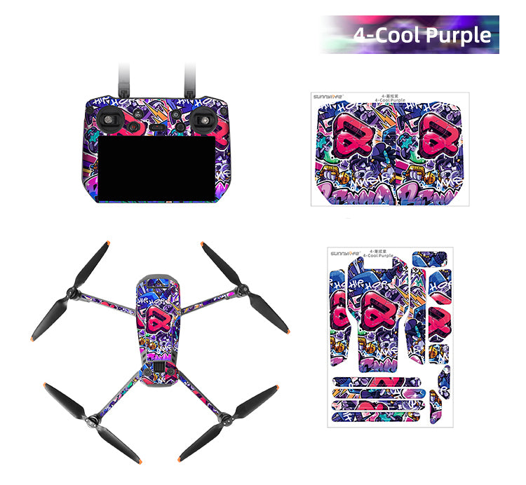 Sunnylife Protective Scratch-proof Decals for Mavic 3 Pro (DJI RC Pro Version)(Cool Purple)