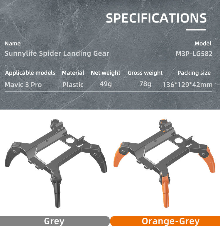 Sunnylife Spider Landing Gear Extensions for Mavic 3 Pro (Grey)