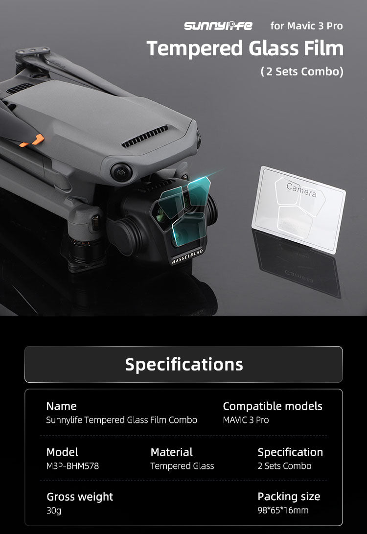 Sunnylife Tempered Glass Film for Mavic 3 Pro (2 Sets Combo)