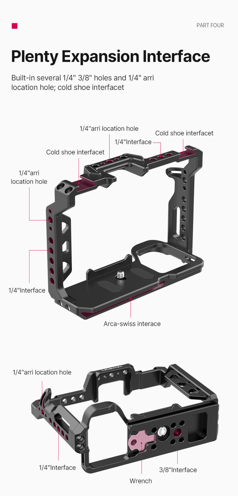 Ulanzi C-A7M4 Camera Cage for Sony Alpha 7 IV / Alpha 7 III / Alpha 7R III