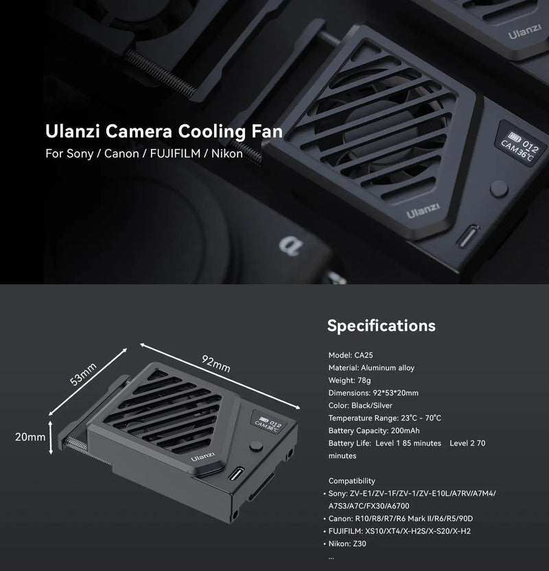 Ulanzi CA25 Camera Cooling Fan v2 (Silver)