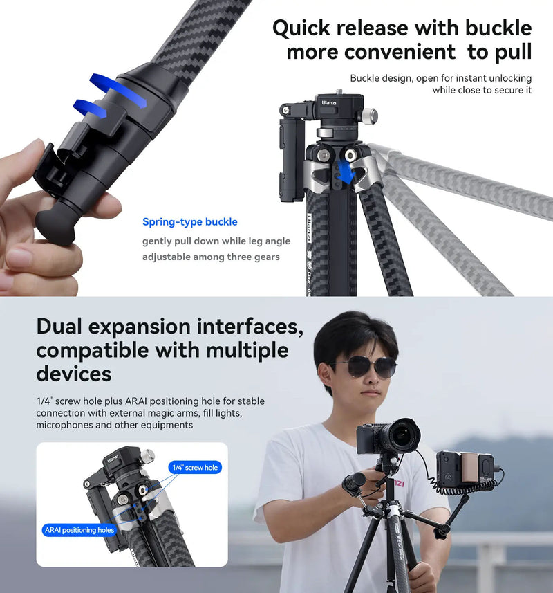 Ulanzi OMBRA Carbon Fiber Claw Quick Release Teleprompter Tripod T032GBB1