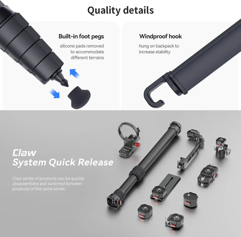 Ulanzi OMBRA Carbon Fiber Claw Quick Release Teleprompter Tripod T032GBB1