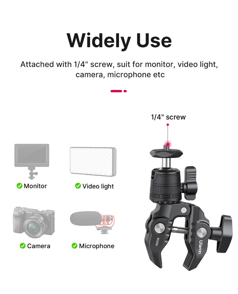 Ulanzi R099 Clamp Mount with Mini Ball Head