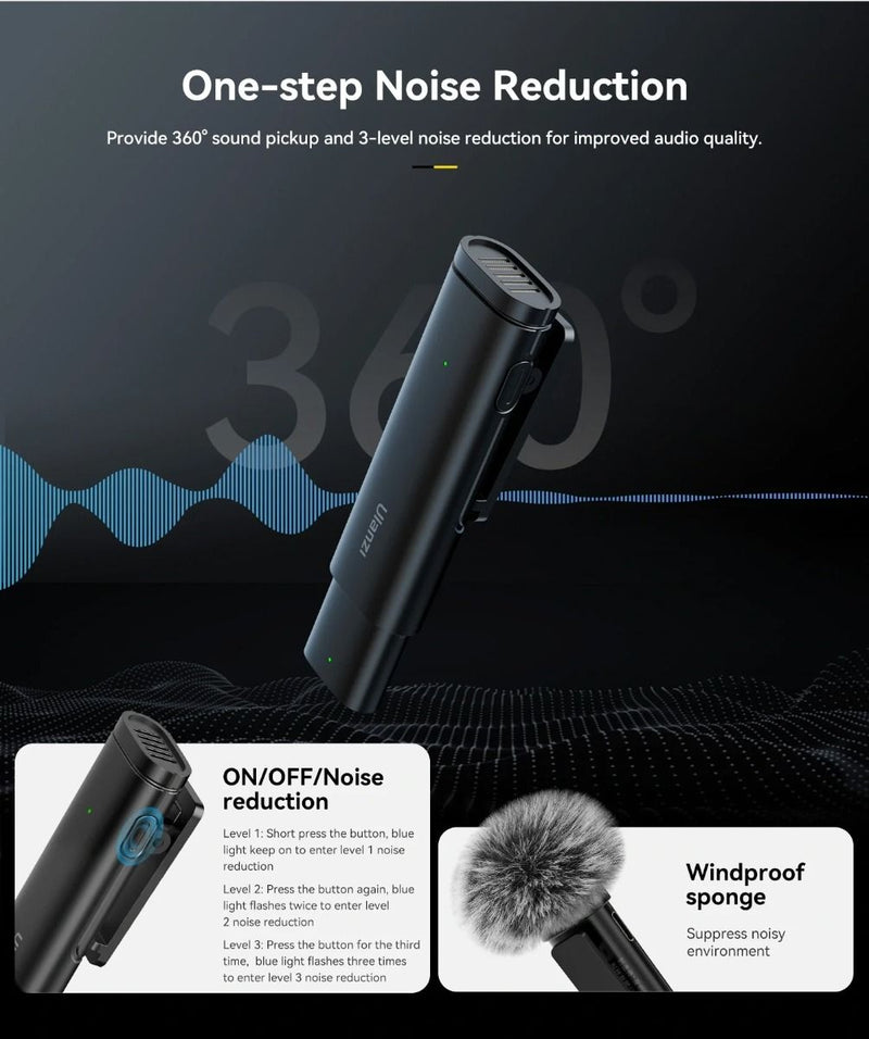 Ulanzi WM-10 Wireless Clip-on Microphone V2 (Type-C) for Smartphone or Tablet