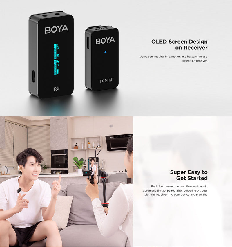 BOYA Ultracompact 2.4GHz Dual-Channel Wireless Microphone System