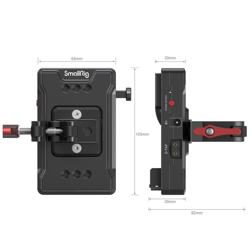 SmallRig V Mount Battery Adapter Plate (Basic Version) with Super Clamp Mount 3497