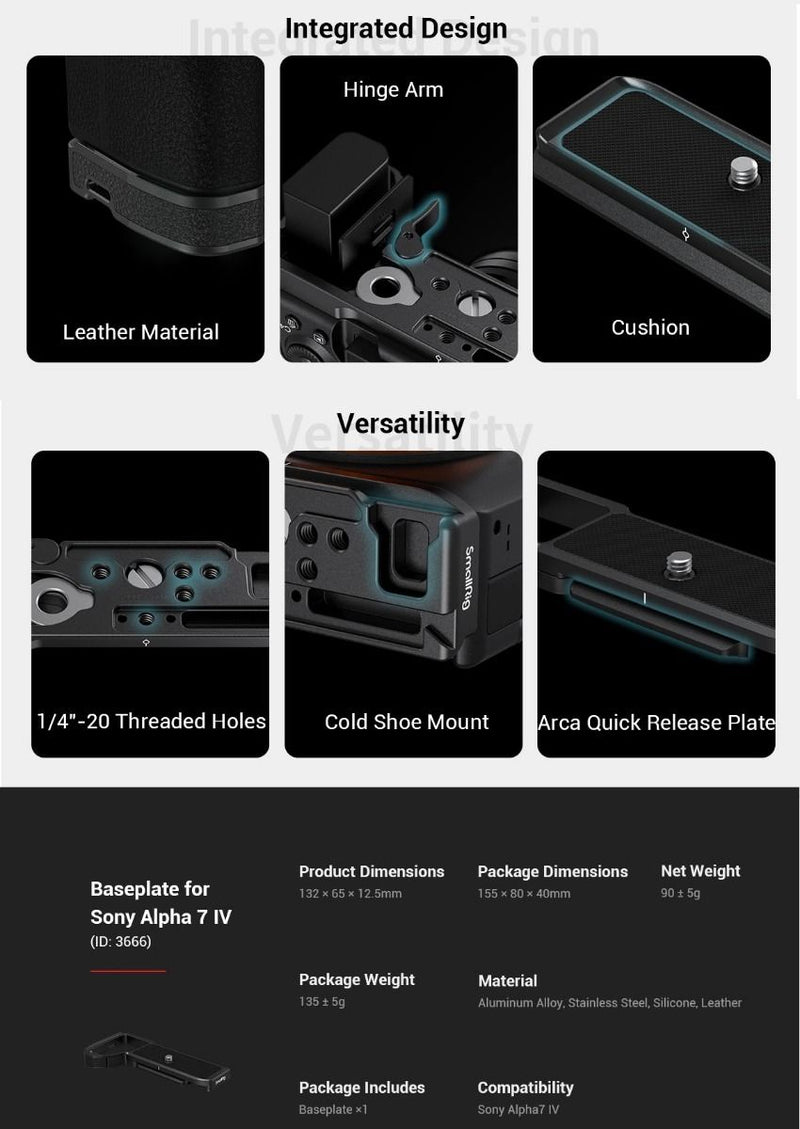 SmallRig Baseplate for Sony Alpha 7 IV 3666