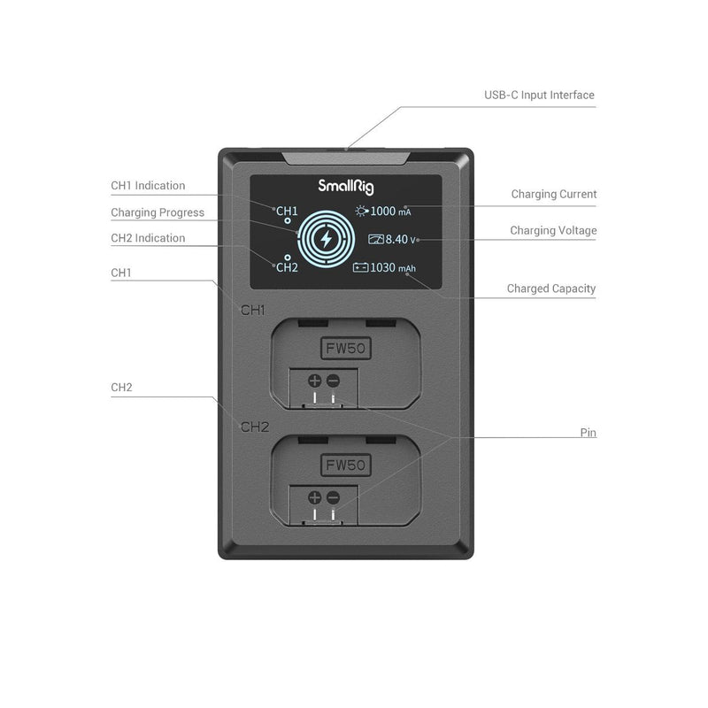 SmallRig NP-FW50 Camera Battery and Charger Kit 3818