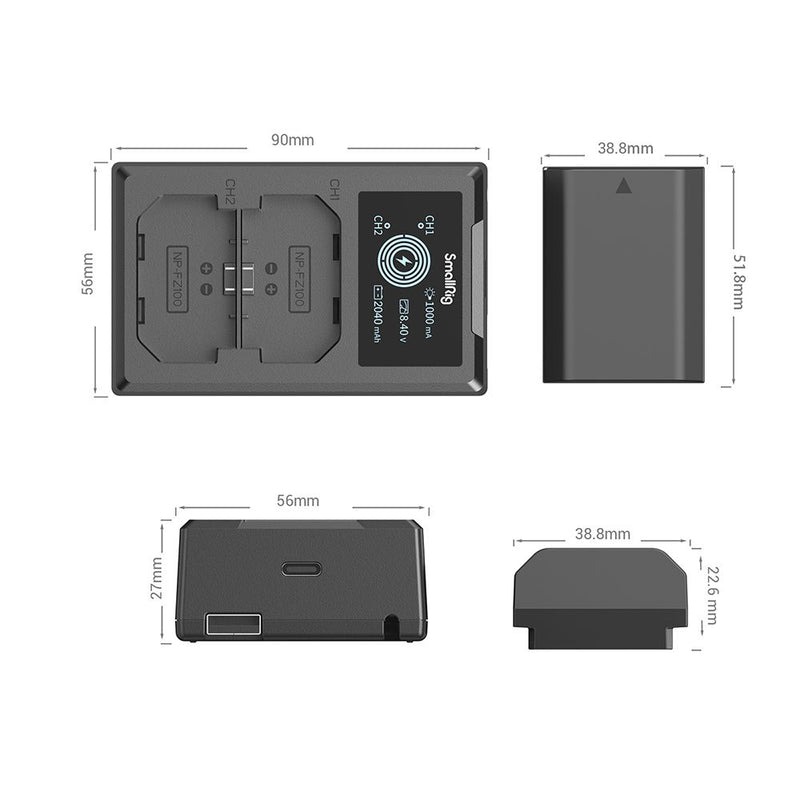 SmallRig NP-FZ100 Camera Battery and Charger Kit 3824B