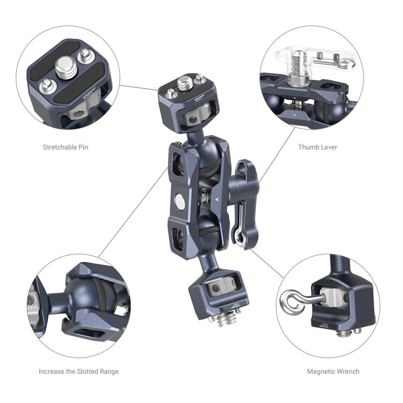 SmallRig Magic Arm with Dual Ball Heads (1/4"-20 Screw and ARRI locating Screw) 3874