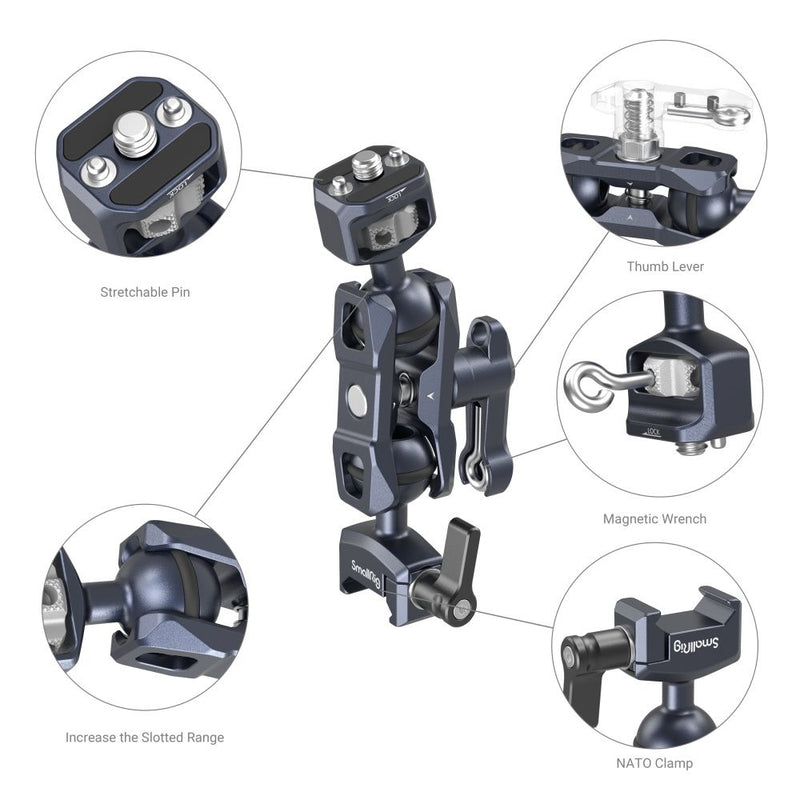 SmallRig Magic Arm with Dual Ball Heads (1/4"-20 Screw and NATO Clamp) 3875