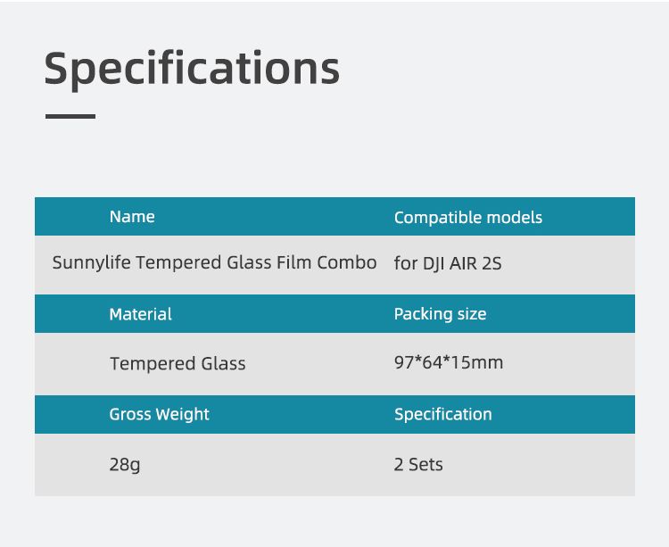 Sunnylife 2 Sets HD Tempered Glass Film Lens Protector for DJI Air 2S