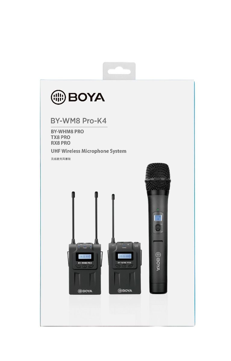 BOYA UHF Dual-Channel Wireless Microphone System (TX8 PRO + RX8 PRO + BY-WHM8 PRO)