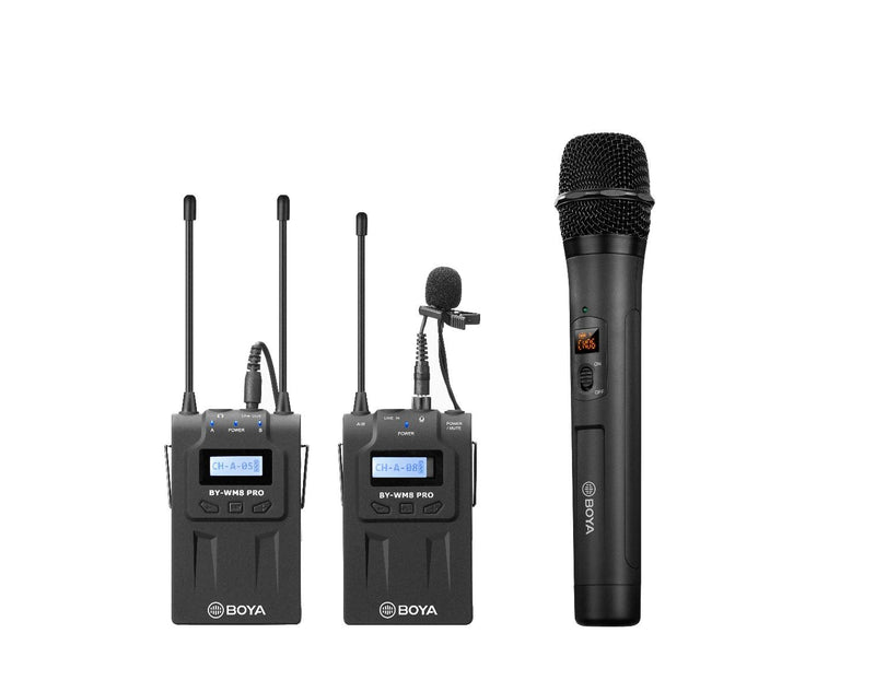 BOYA UHF Dual-Channel Wireless Microphone System (TX8 PRO + RX8 PRO + BY-WHM8 PRO)