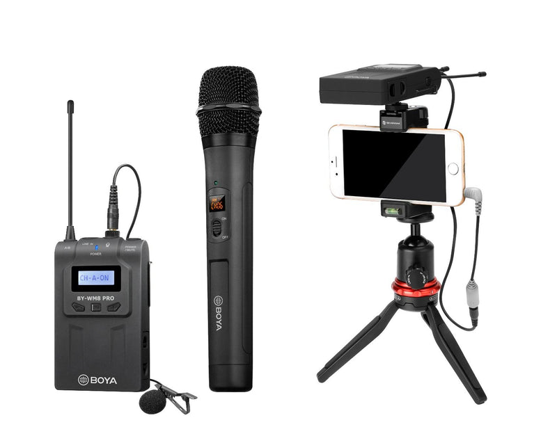 BOYA UHF Dual-Channel Wireless Microphone System (TX8 PRO + RX8 PRO + BY-WHM8 PRO)