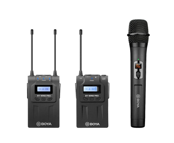 BOYA UHF Dual-Channel Wireless Microphone System (TX8 PRO + RX8 PRO + BY-WHM8 PRO)