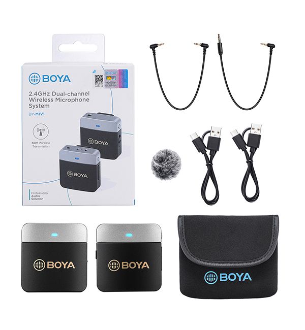 BOYA M1V1 Mini 2.4GHz Dual-Channel Wireless Microphone System