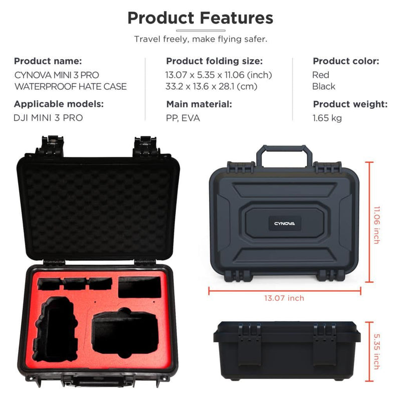 CYNOVA Waterproof Hard Case For DJI Mini 3 Pro (RC-N1 / DJI RC)