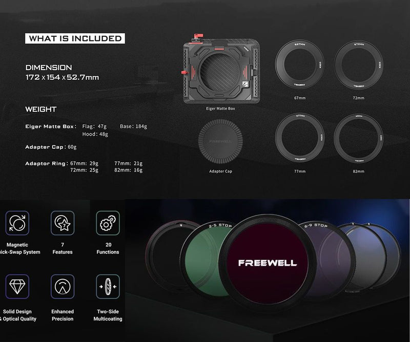 Freewell Eiger Matte Box 62mm Magnetic VND Kit