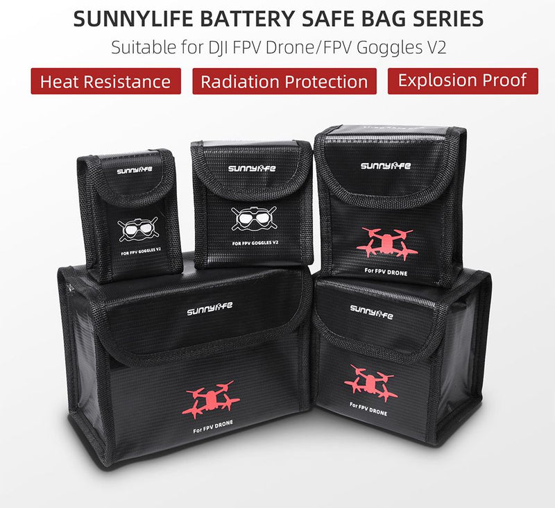 Sunnylife Li-Po Battery Safe Storage Bag for DJI FPV Goggles V2 (for 1 battery)