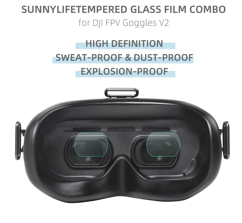 Sunnylife HD Tempered Glass Protective Lens Film for DJI FPV Goggles V2 (2 pairs)