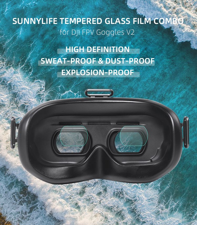 Sunnylife HD Tempered Glass Protective Lens Film for DJI FPV Goggles V2 (2 pairs)