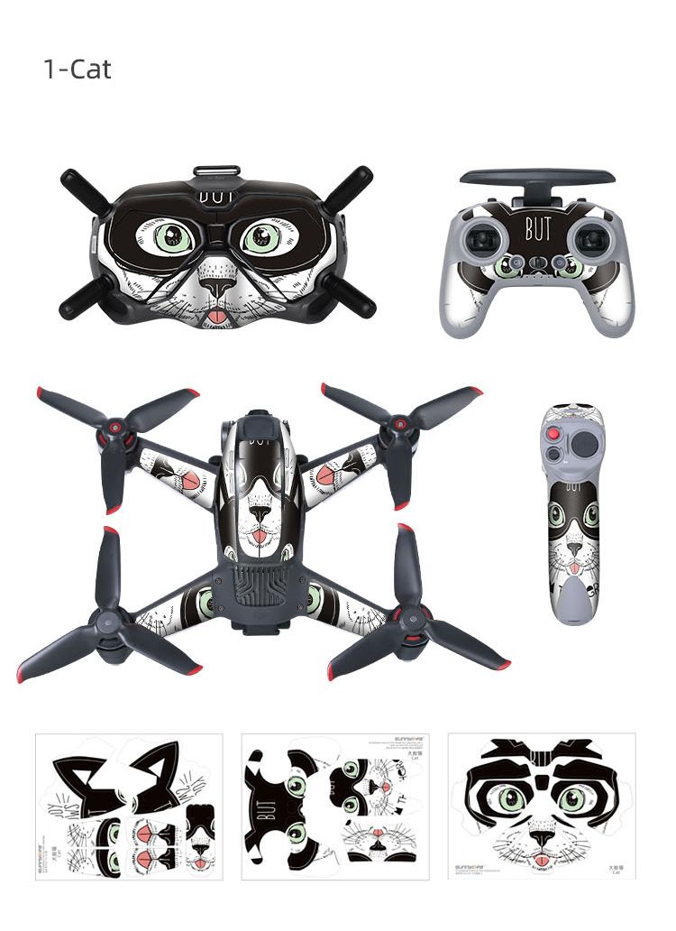 Sunnylife Decals Skin for DJI FPV Drone / Goggles V2 / Remote Controller 2 / Motion Controller (Cat)