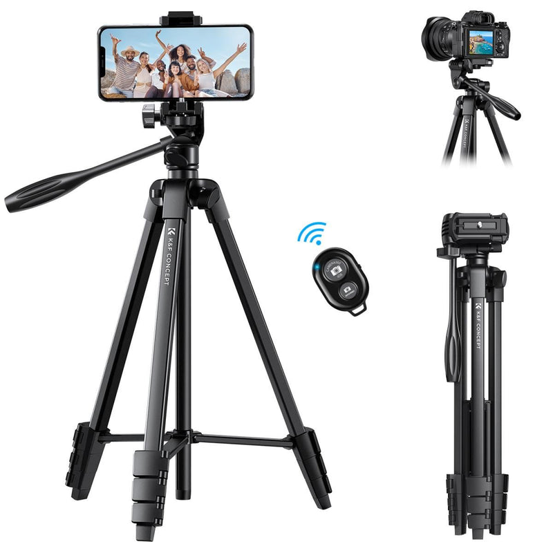 K&F Concept Aluminum Travel Tripod with Bluetooth Remote and Adjustable Height (17-60 inches)