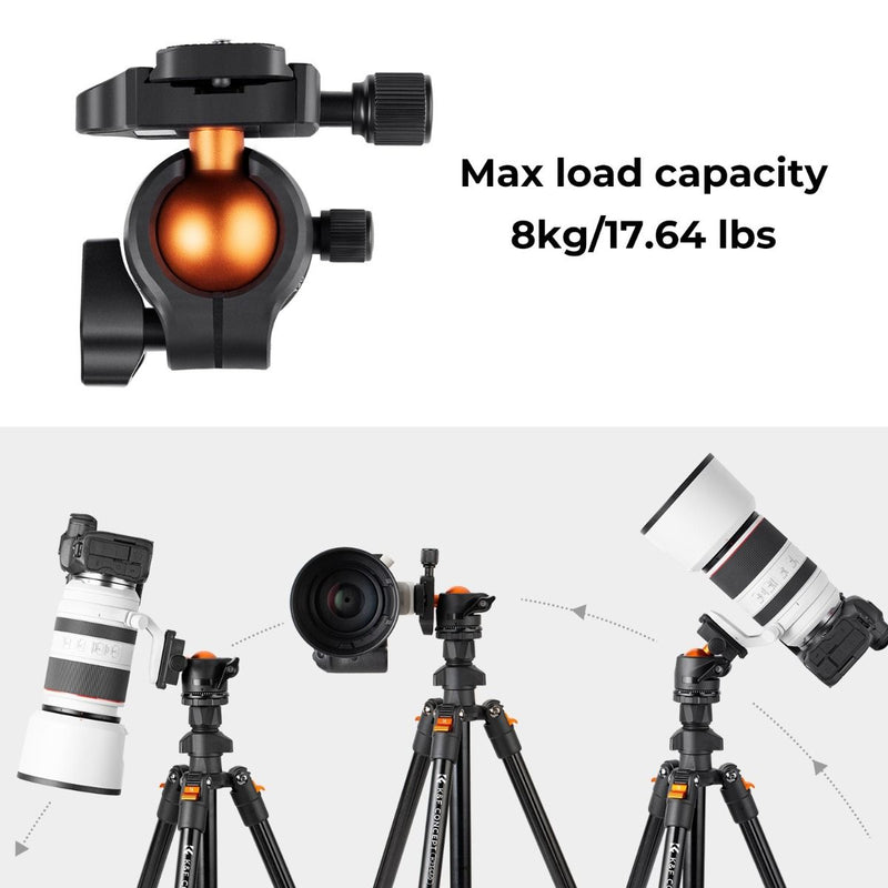 K&F Concept 63.8' Aluminum Alloy Lightweight Tripod with BH-28L Ball Head