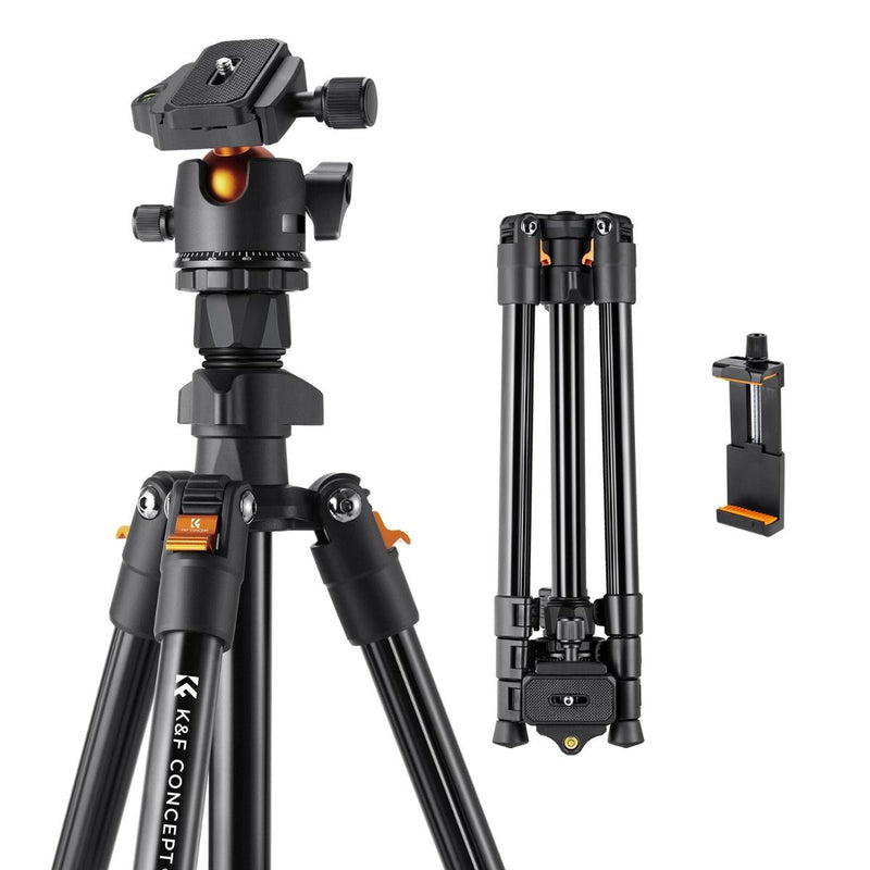 K&F Concept 63.8' Aluminum Alloy Lightweight Tripod with BH-28L Ball Head