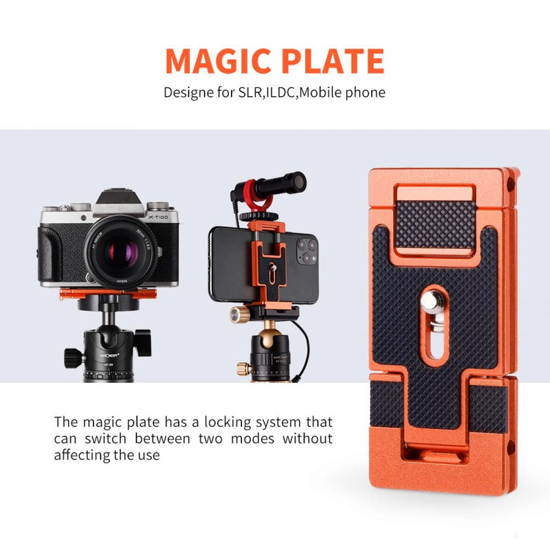 K&F Concept 2-in-1 Aluminum Multi Quick Release Plate (Orange)