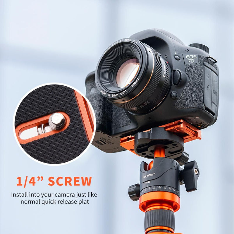 K&F Concept 2-in-1 Aluminum Multi Quick Release Plate (Orange)