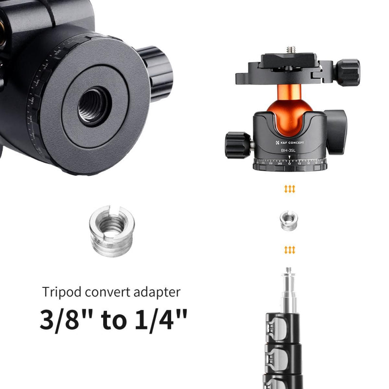 K&F Concept 35mm Metal Tripod Ball Head with 1/4 inch Quick Release Plate