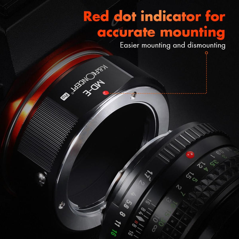 K&F Concept M15105 MD-NEX Pro High Precision Lens Adapter (Orange)(MD-E)