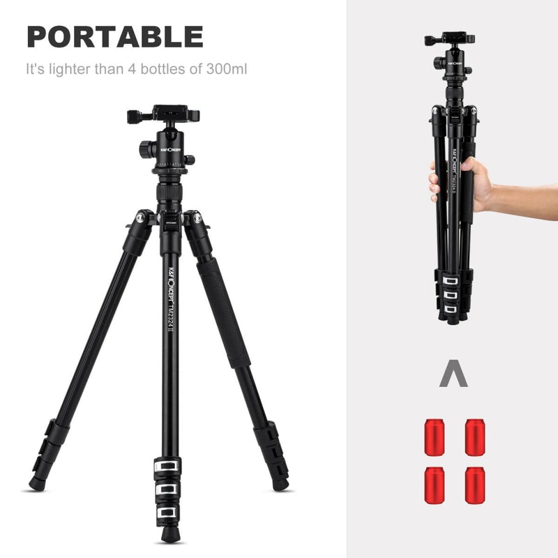 K&F Concept TM2324 II 156cm Foldable Lightweight Aluminum Tripod