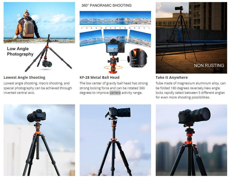 K&F Concept 68" Compact Travel Tripod with Monopod