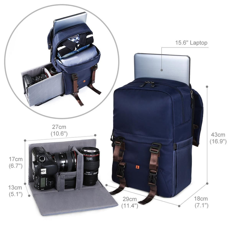 K&F Concept Multifunctional DSLR Camera Travel Backpack (Deep Blue)