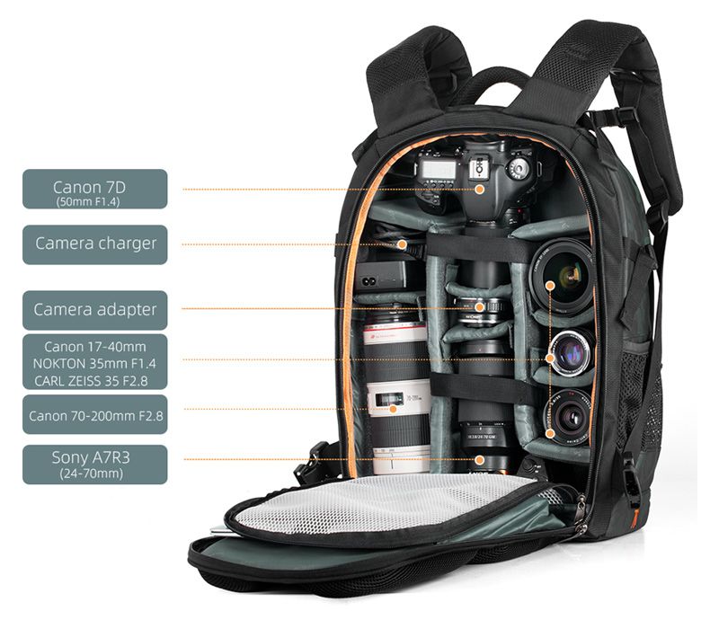 K&F Concept 23L Multifunctional Large DSLR Camera Backpack