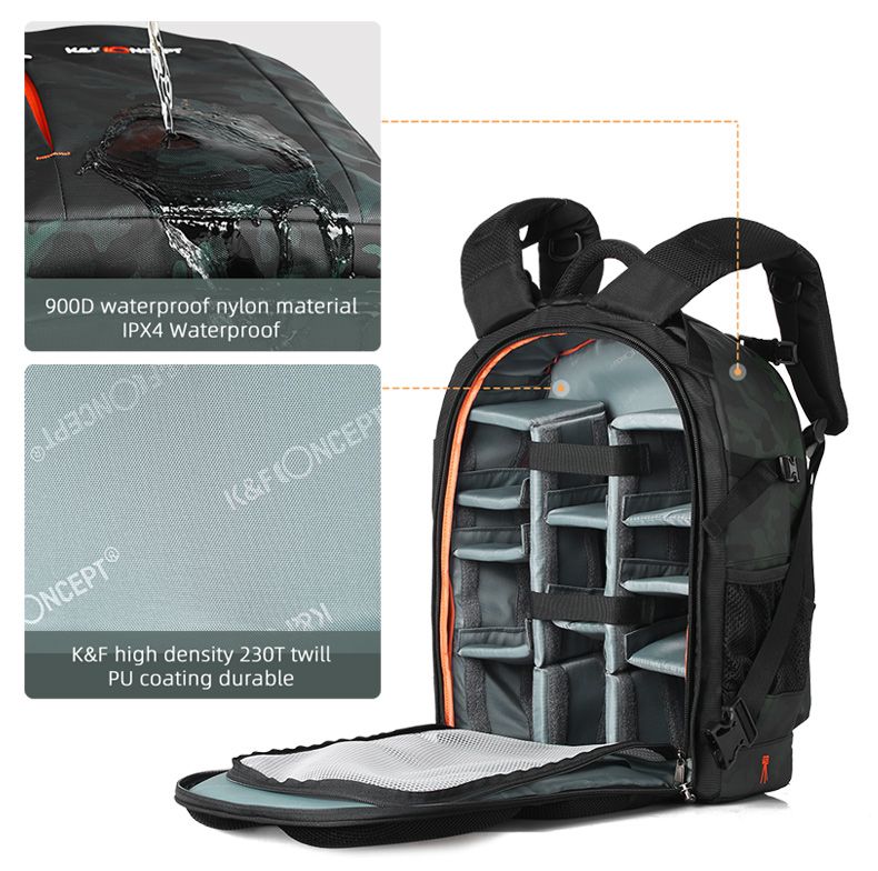 K&F Concept 23L Multifunctional Large DSLR Camera Backpack