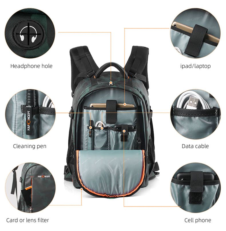 K&F Concept 23L Multifunctional Large DSLR Camera Backpack