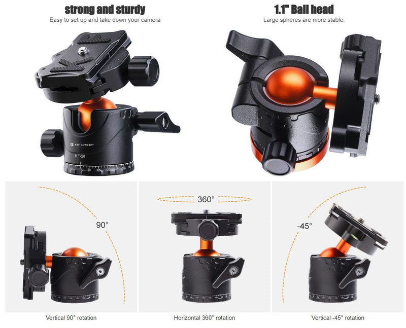 K&F Concept Tripod Ball Head with 1/4" Quick Release Plate