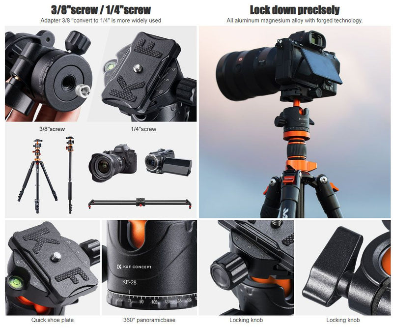 K&F Concept Tripod Ball Head with 1/4" Quick Release Plate