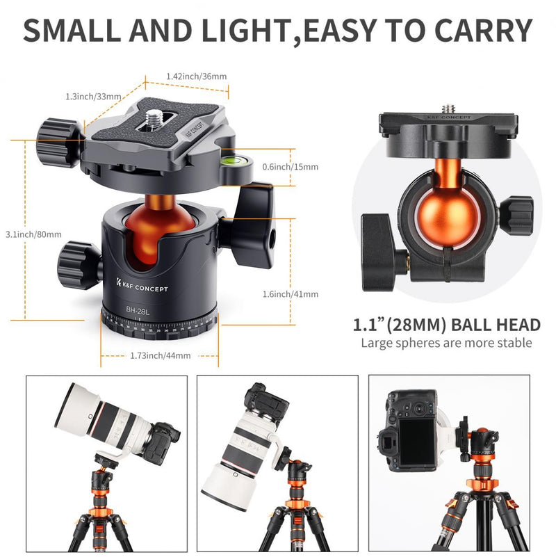 K&F Concept Tripod Ball Head with 1/4" Quick Release Plate