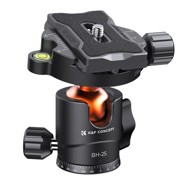 K&F Concept Camera Tripod Ball Head with 1/4" Quick Release Plate and Spirit Level