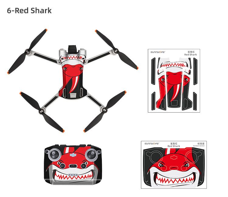 Sunnylife Skin Sticker for DJI Mini 3 Pro (RC-N1 RC Version)(Red Shark)