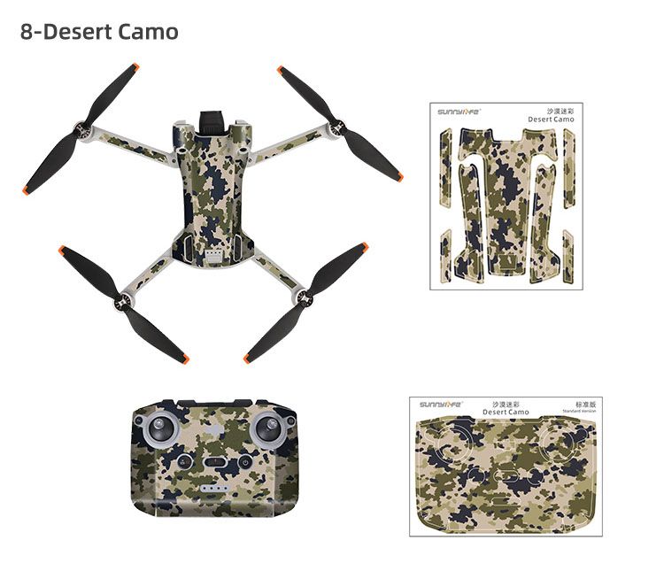 Sunnylife Skin Sticker for DJI Mini 3 Pro (RC-N1 RC Version)(Desert Camo)