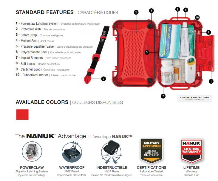 Nanuk 330 Case with First Aid Logo (Empty)(Red)