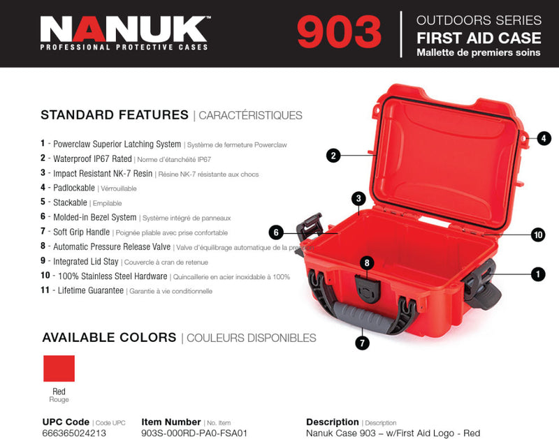 Nanuk Case 903 with First Aid Logo (Red)