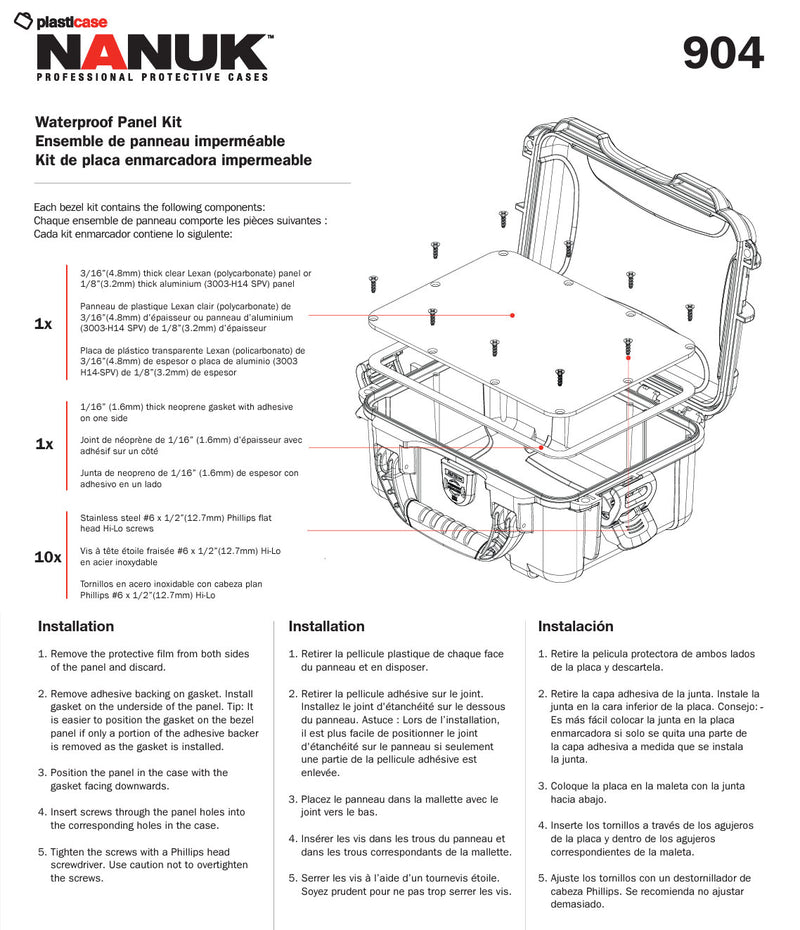 Nanuk Waterproof Panel Aluminium Kit for the 904 Nanuk Case